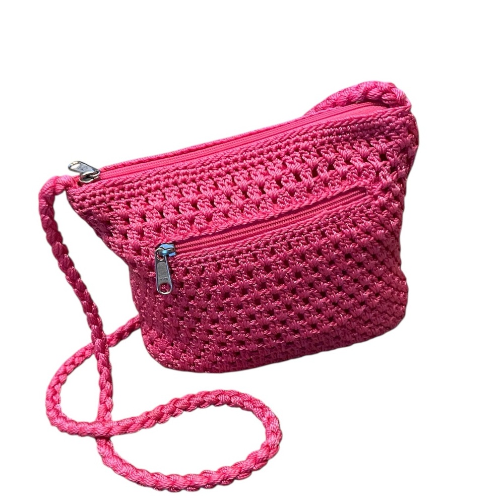 Lina Hot Pink Crochet Crossbody Purse